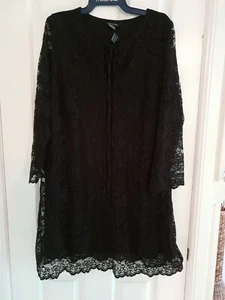 Vestido CITY CHIC Negro Encaje Cuello Corbata Talla Grande S 14 16 Nuevo con Etiquetas LBD Noche C26 - Imagen 1 de 3