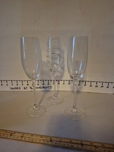 Set of 3 Mikasa Cheers Etched Champagne Glasses Flutes - 10" Tall - Barware EUC - Picture 1 of 12