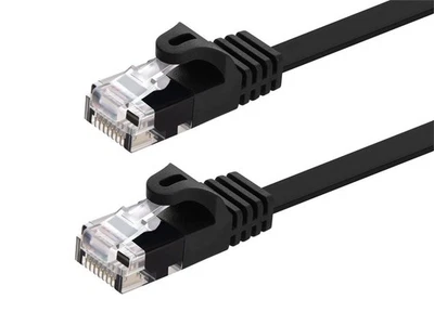 Cat5e Ethernet Patch Cable RJ45 FlatStranded 350Mhz UTP Copper 30AWG 0.5ft Black - Image 1 of 4