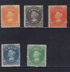 CHILE 1867 COLUMBUS 15-19 MINT MNG - Picture 1 of 7