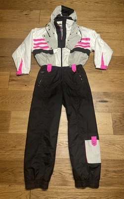 De colección Años 80 90 Tyrolia By Head Mujer Negro Blanco Rosa Traje de Esquí Snowboard 12 Retro Foto 1 de 4