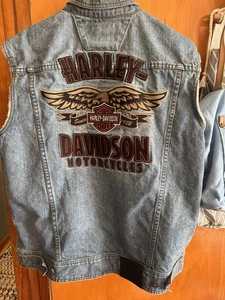 HARLEY DAVIDSON Authentic DENIM BIKER Weste Embroidered Spread EAGLE Herren Medium - Bild 1 von 7