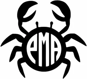 Custom Crab Monogram Initials Personalized Vinly Decal U Pick SIZE + COLOR - Picture 1 of 2
