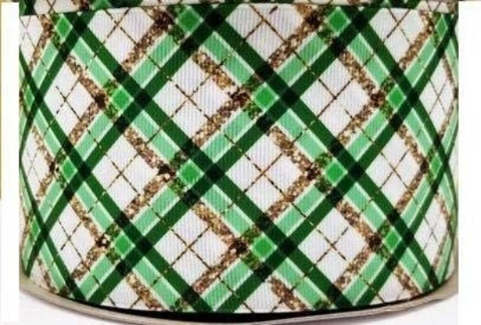 CINTA DE GROSGRAIN 5/8, 7/8", 1.5", 3" DÍA DE SAN PATRICIO Rayas a Cuadros Foto 1 de 1
