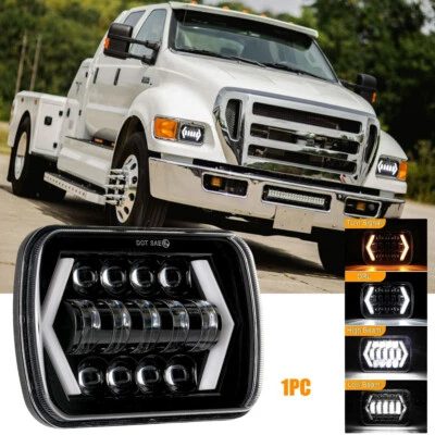 DOT Approved 1PC 5x7 7x6" LED Headlight Halo DRL Fit Ford F650 F750 L9000 F-250 - Image 1 of 4