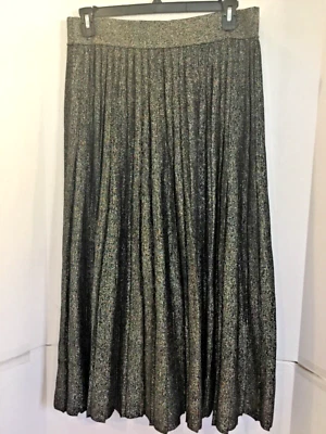 A.L.C. Черный металлик XL Midi юбка нож плиссированные трикотажа ALC длинный эластичный пояс - Изображение 1 из 2