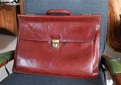 Cartable / serviette / porte-document en cuir vintage style docteur - Photo 1/4