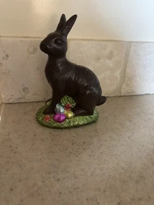 EASTER FAUX 3D CHOCOLATE BUNNY RABBIT  Colored Eggs STATUE FIGURINE  DECOR 5" - Picture 1 of 6