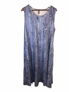 Noracora Womens XXL Purple Jersey Knit Bubble Print Maxi Shift Dress Modest - Picture 1 of 5