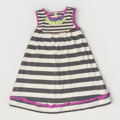 Matilda Jane Girl Size 6 Vanilla Swirl Dress The Adventure Begins Gray Stripes - Image 1 of 4