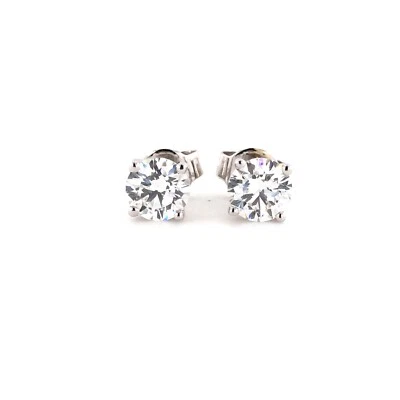 2 ct E VS IGI real lab grown diamond stud earring 14k white gold push back - Image 1 of 4