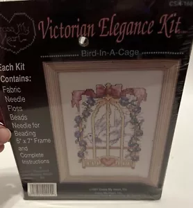 Cross My Heart Counted Cross Stitch Bird in a Cage Victorian Elegance w/Frame - Picture 1 of 2
