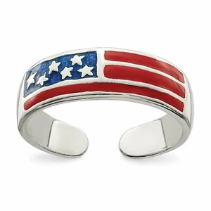 Sterling Silver USA Flag toe ring, red white and blue toe ring. Stars and Stripe - Picture 1 of 5