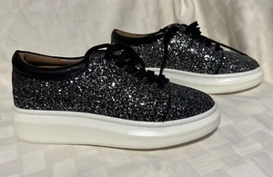 Linea Paolo Damen Kelsey Sneaker Größe 9,5 schwarz Glitzer Platfrom modischer Schuh - Bild 1 von 5