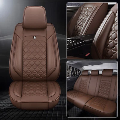 Universal Leather Car Front Rear 5 Seat Cover Full Protector For SUV Sedan Truck - Image 1 of 4