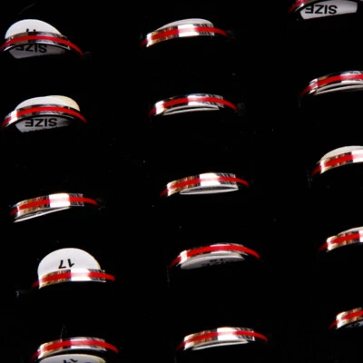 12 peças de titânio masculino feminino pulseira de aço inoxidável anéis de casamento lotes de trabalho atacado - Imagem 1 de 4