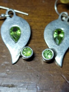 Fluorite Green Gemstone .925 Sterling Silver Drop Dangle Earrings  - Picture 1 of 4