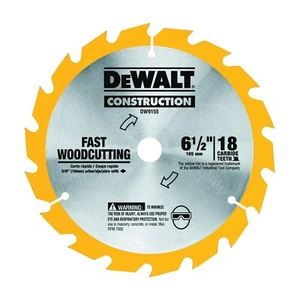 DeWalt DW9155 6-1/2" 18 Carbide Tooth Fast Wood Cutting Circular Saw Blade - Picture 1 of 1