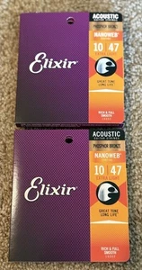 Elixir Fósforo Bro.Aco. Cuerdas de guitarra NANOWEB extra ligeras (.010-.047) 2 cajas - Imagen 1 de 2