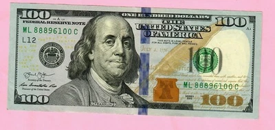 2013 $100 Dollar leading Lucky 888 Flipper fancy serial number  ML88896100C - Image 1 of 2