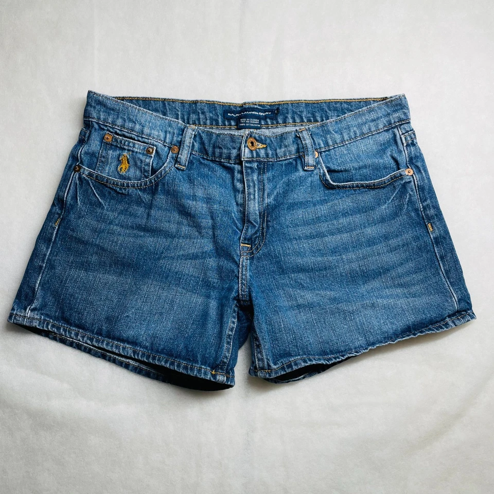 Ralph Lauren Womens Denim Blue 5 Pockets Design Mid Rise Boyfriend Shorts Size 8 - Image 1 of 4