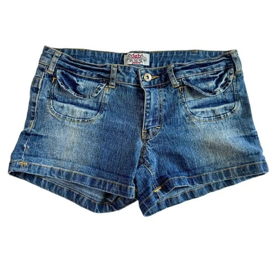 Shorts jeans vintage Y2K Deb cintura baixa tamanho 11 mistura de algodão - Imagem 1 de 4