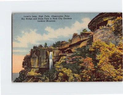 Postcard Lover's Leap High Falls Observation Point Sky Bridge & Stone Face - Image 1 of 2
