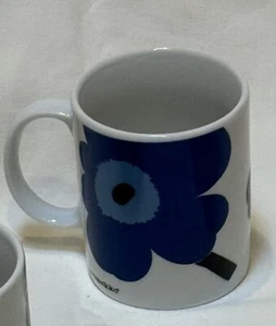Marimekko Oiva Unikko Mug Cup Blue White 250ml Poppy Flower Finland RARE MINT - Picture 1 of 7