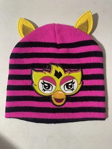 HASBRO 2013 FURBY Girls Pink & Black stripped Beanie 50cm BNWOT - Picture 1 of 3