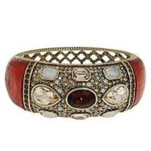 HSN Heidi Daus "Say It With Style" Crystal & Acrylic Hinged Bangle Bracelet - Picture 1 of 4