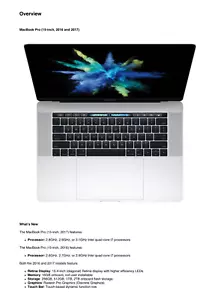 Apple MacBook Pro 15-inch 2016 and 2017 Technician Guide Service Manual - Picture 1 of 12