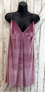 Victoria Secret Lingerie Chemise Slip Tank Dress Velour Nightie Large Pink - Picture 1 of 8