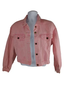 Apostrophe Women’s Denim Jacket WPL # 42705 Read For Size Pink Made in USA Used - Picture 1 of 5
