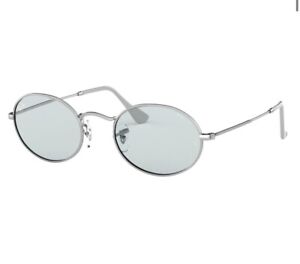 Ray-Ban Rb 3547 Oval Solid Evolve Sunglasses, Silver Frame, Blue Classic Lens51m