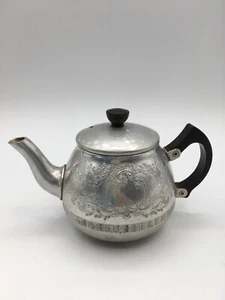 MCM Swan Brand Teapot Carlton Swan Floral Aluminum 2 Cups - Picture 1 of 9