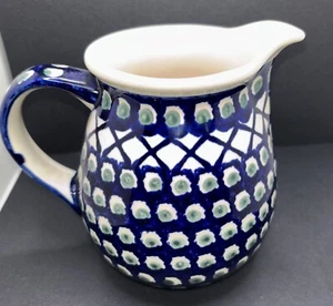 Boleslawiec Polish Art PotteryPitcherGreenPolkaDot - Picture 1 of 5