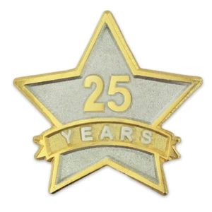 PinMart's 25 Year Service Award Star Corporate Recognition Dual Plated Lapel Pin - Picture 1 of 3