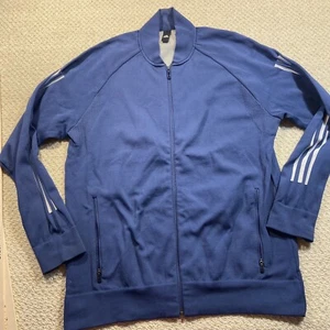ADIDAS JACKET BLUE/W STRIPPED SLEEVES LG W-4-HANG - Picture 1 of 3
