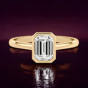 1.00 Ct Emerald Cut IGI Lab Grown Diamond Engagement Ring 14k Yellow Gold - Picture 1 of 11