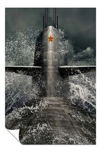 Militär U-Boot Wasseroberfläche Künstlerisches Poster Wandkunst Wohnkultur - Bild 1 von 4