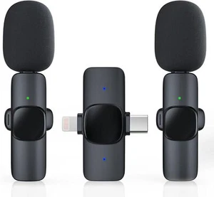 Paquete de 2 micrófonos de solapa inalámbricos para teléfono Iphone/Android, USB C inalámbrico Lav - Imagen 1 de 3