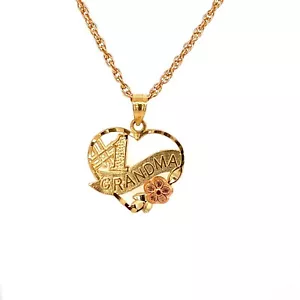 Colgante de dije corazón de la abuela de oro amarillo de 14 K #1 de 1,0 gramos - Imagen 1 de 3