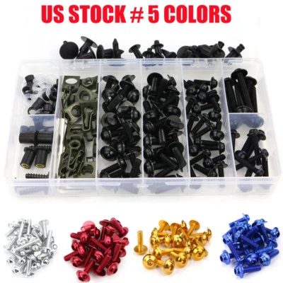 Multi-color CNC Motorcycle Complete Fairing Bolts Kit Bodywork Screws Nuts Black - Image 1 of 4
