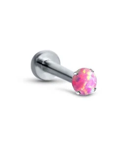 Titanium Labret Style Nose Ring Stud Threadless Push Pin 4mm Prong 16G 18G 20G - Picture 1 of 12