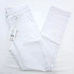 M.Society Men's Jeans Stretch Skinny Fit White Jeans Zipper Distressed Design - Picture 1 of 5