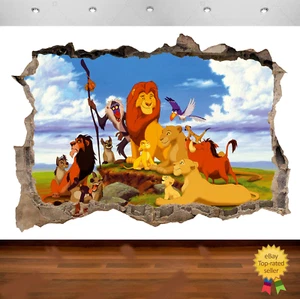  Lion King Simba Jungle 3d Smashed Wall View Sticker Poster Vinyl Art 688 - Picture 1 of 2