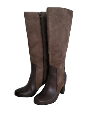 EUC: CLARKS Loyal Pearl Brown Leather & Suede Knee High Boot  size: 7 M - Image 1 of 4