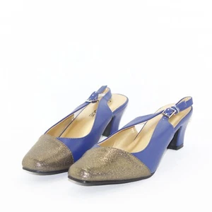 CLASSIQUE womens mid heel buckle dress slingback sandals shoe size 9 M blue NEW - Picture 1 of 6
