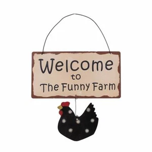 Welcome Sign Vintage Hanging Metal Chicken Decor for Door House Warming Gifts - Picture 1 of 5