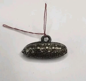 Cracker Jack Pickle Charm Prize Vintage Silvertone Nostalgic Cute - Picture 1 of 2